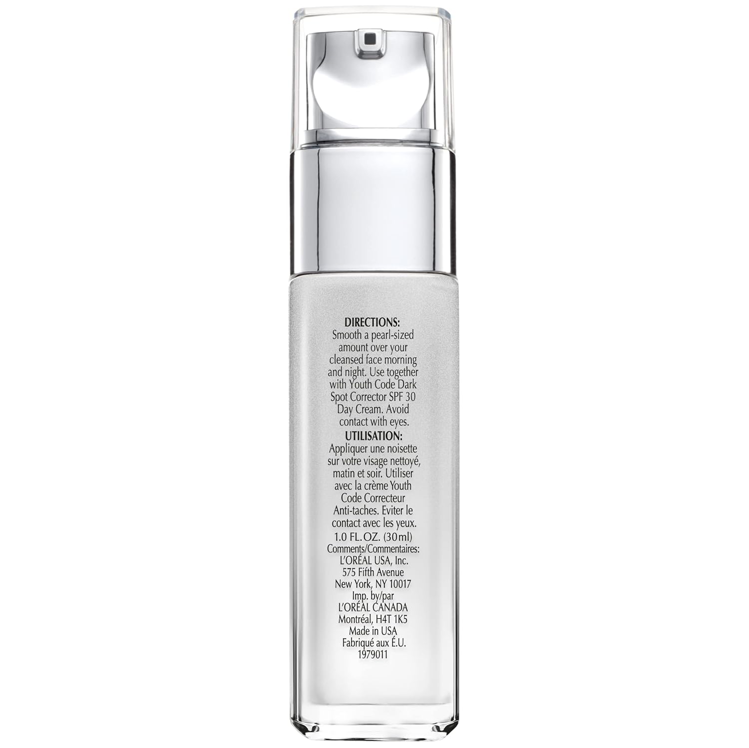 Dark Spot Corrector Face Serum for Even Skin Tone by L’Oreal Paris, Youth Code Anti-Aging Serum, Non-greasy, 1.0 oz