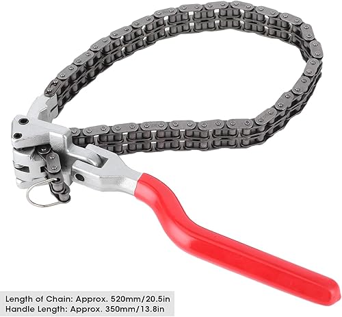Miniatura 4 de Acouto Llave de filtro de aceite tipo cadena llave de filtro de aceite llave inglesa de 13.8 pulgadas de largo mango ergonómico herramienta de