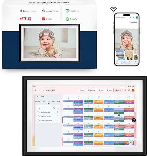 All-in-one Smart Display Built-in Li-Battery|Google Digital Calendar,Picture Frame with Anti-Glare