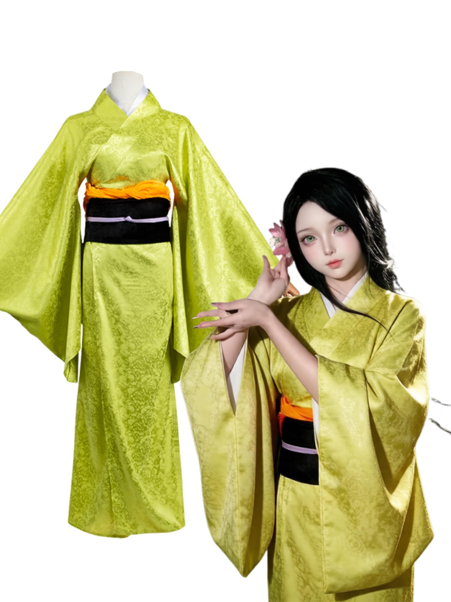 Kanroji Mitsuri Cosplay Disfraz Kimono Disfraz Rosa Anime Mujer Uniforme Halloween Carnaval Disfraz
