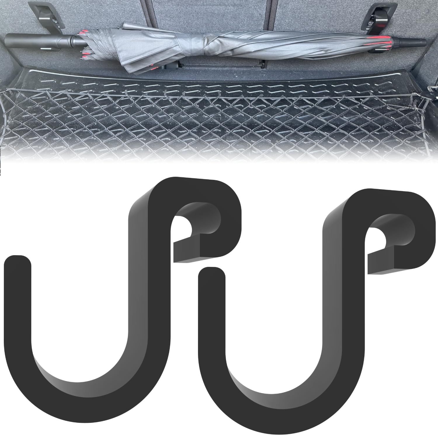 Print It Uk 2PCS Black Car Umbrella Hooks – Universal Vehicle Tether Point Holders for Umbrella Storage (Slim 17mm)