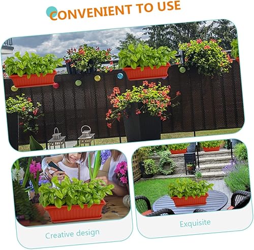 Miniatura 7 de Maceta rectangular de plástico para plantas de interior, jardinería, macetas de metal, macetas de cactus con bandeja, cuenco para suculentas, para