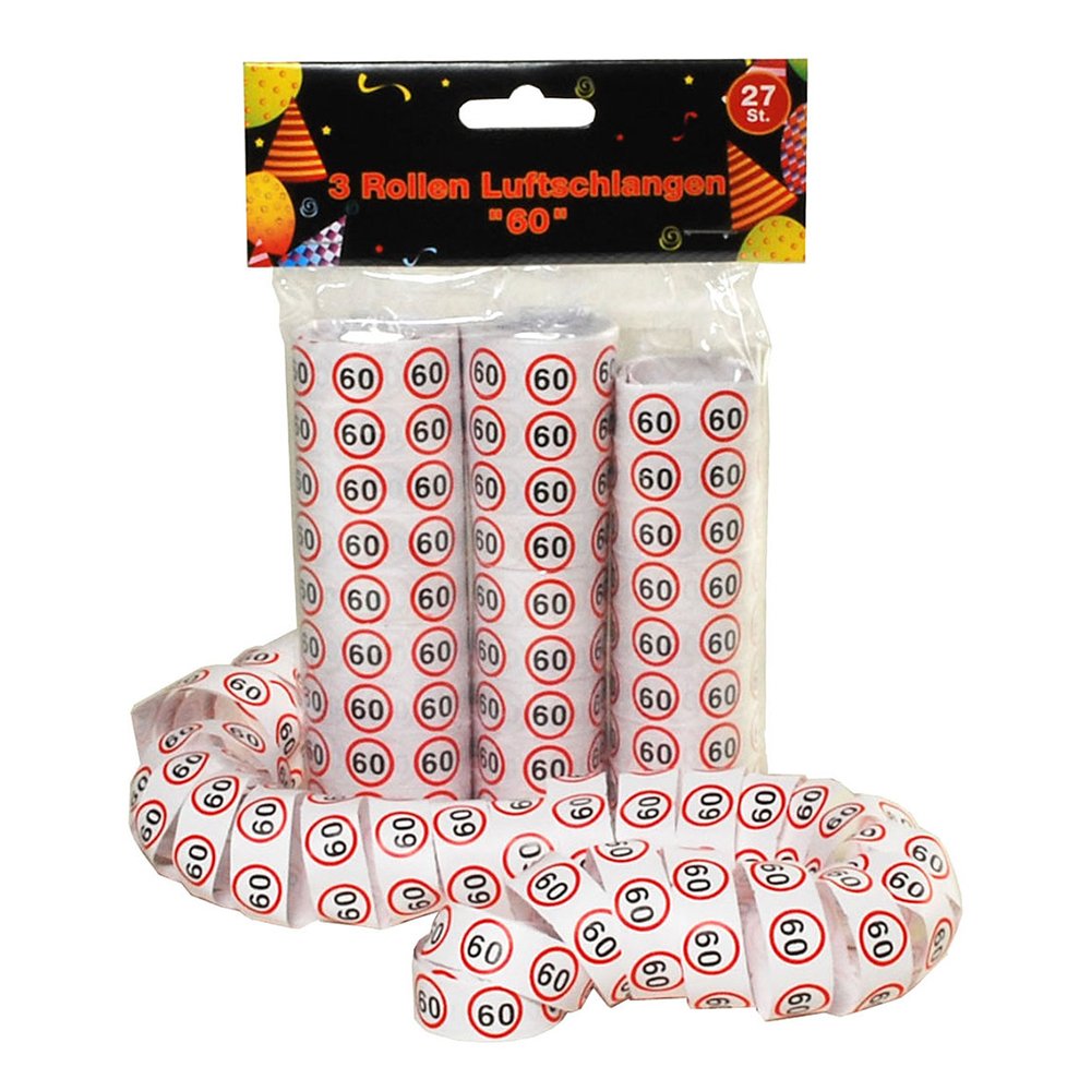Schmidt Udo Streamers Pack of 3 with Traffic Signs 60 for 60th Birthday