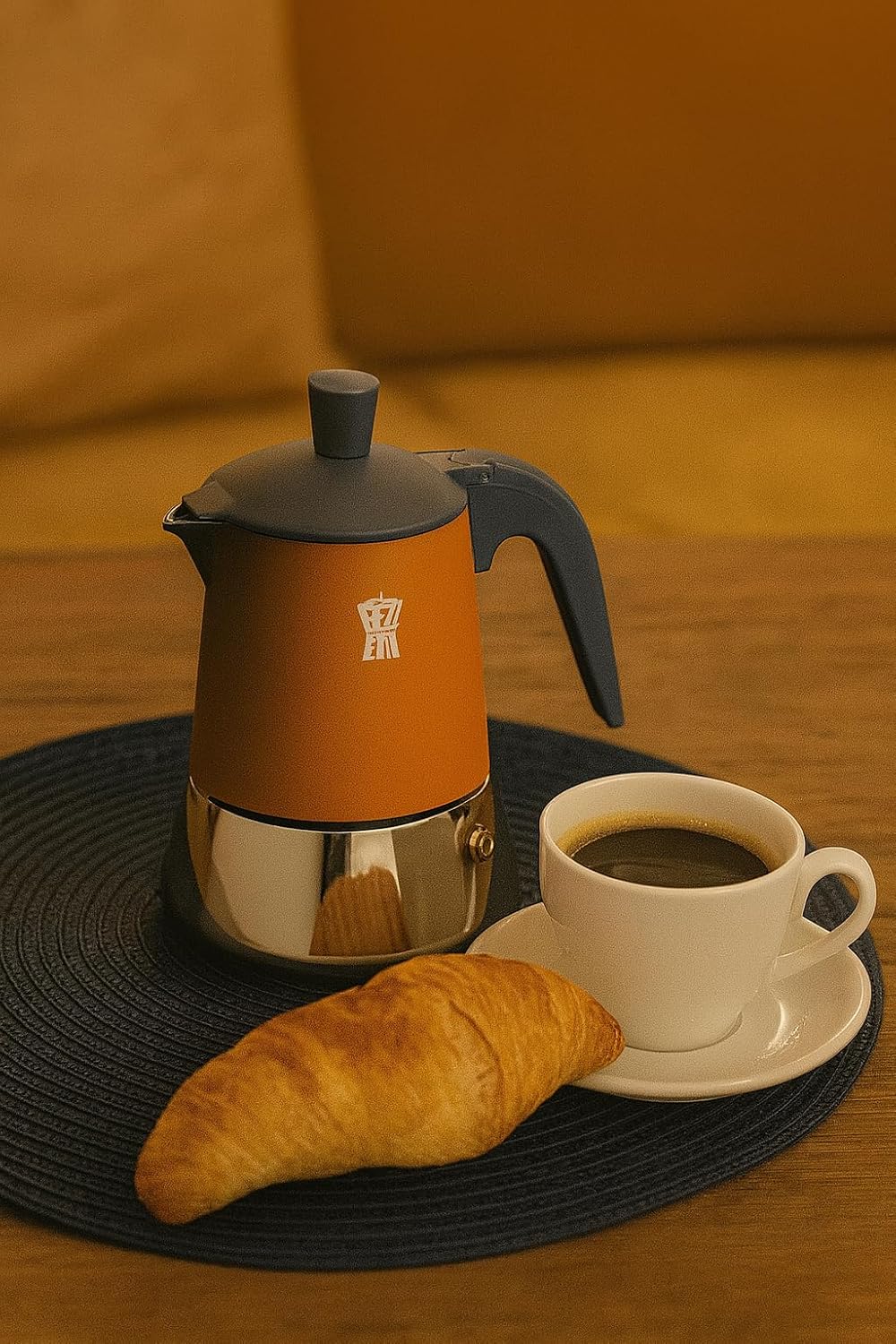 Pezzetti Steelexpress Coffee Maker 6T Orange Flame