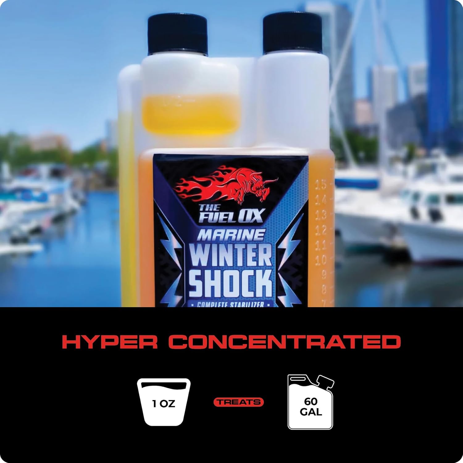 Fuel Ox Marine Winter Shock - Complete Fuel Treatment & Stabilizer - Fuel Additive for Gas or Diesel - Stabilizes Fuel - Treats Fuel for Boats or Jet Skis - 16oz Treats 960 Gallons