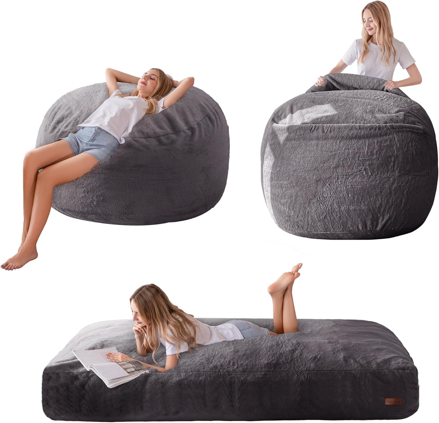 MAXYOYO Giant Bean Bag Chair for Adults, Bean Bag Converts to Floor Sofa