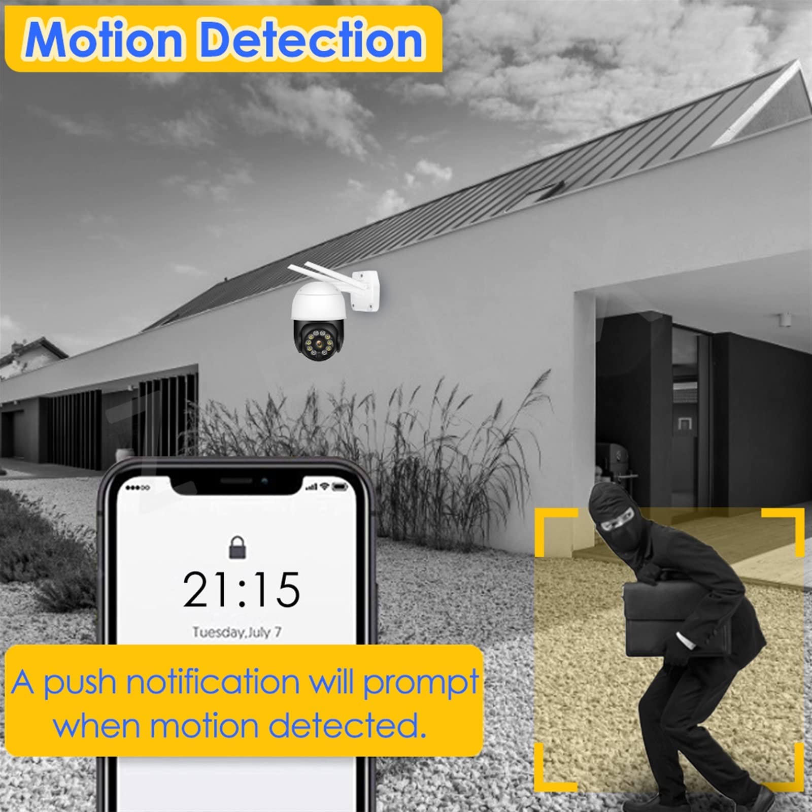 Telecamera WiFi Esterno, Telecamera di videosorveglianza Telecamera di Sicurezza 1080P Outdoor 5MP Wireless CCTV PTZ Telecamera IP Motion Detection AI Tracking,Sicurezza, Antifurto(5MP Camera)