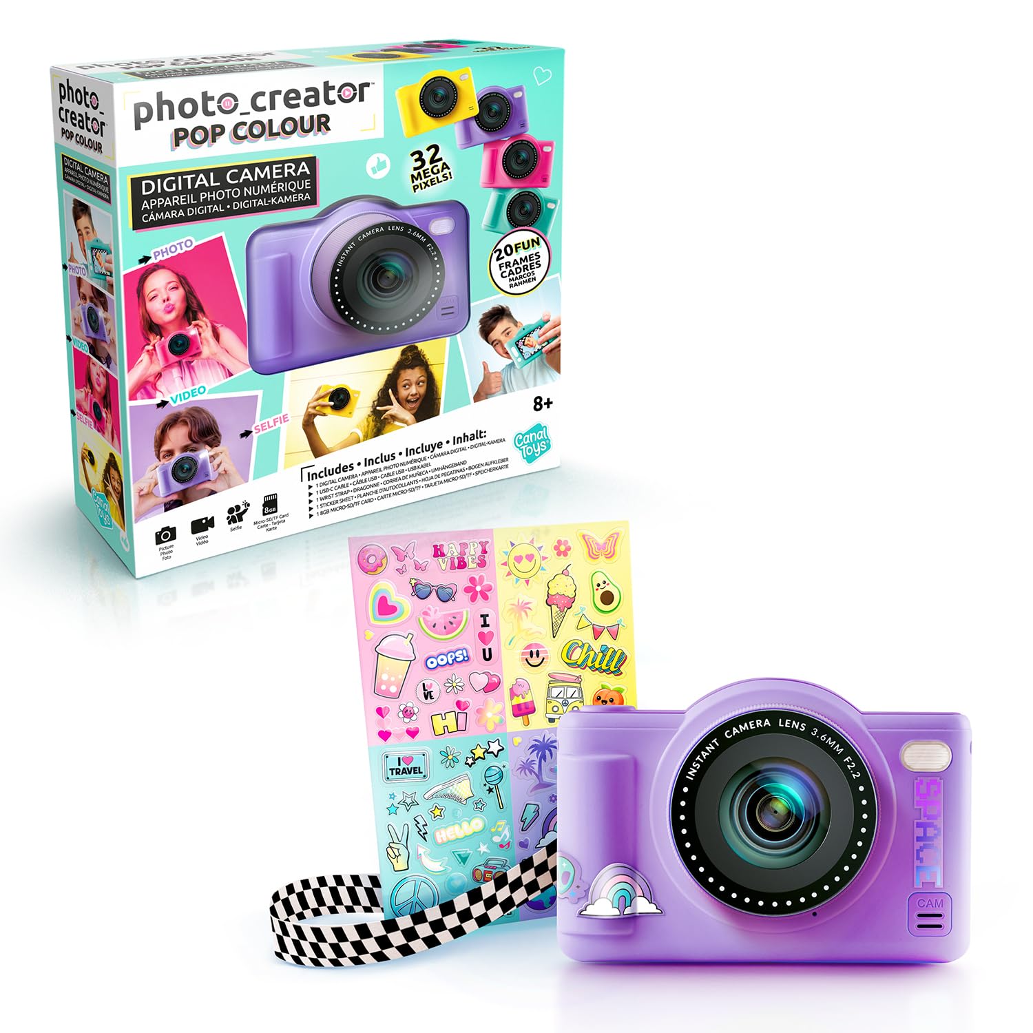 Canal Toys - Photo Creator - Appareil Photo Pop Numérique Violet pour Enfants De 8 Ans Et Plus - Selfie Et Caméra Vidéo avec Filtres Amusants - Idée Cadeau Tendance À Emporter Partout - CLK 041