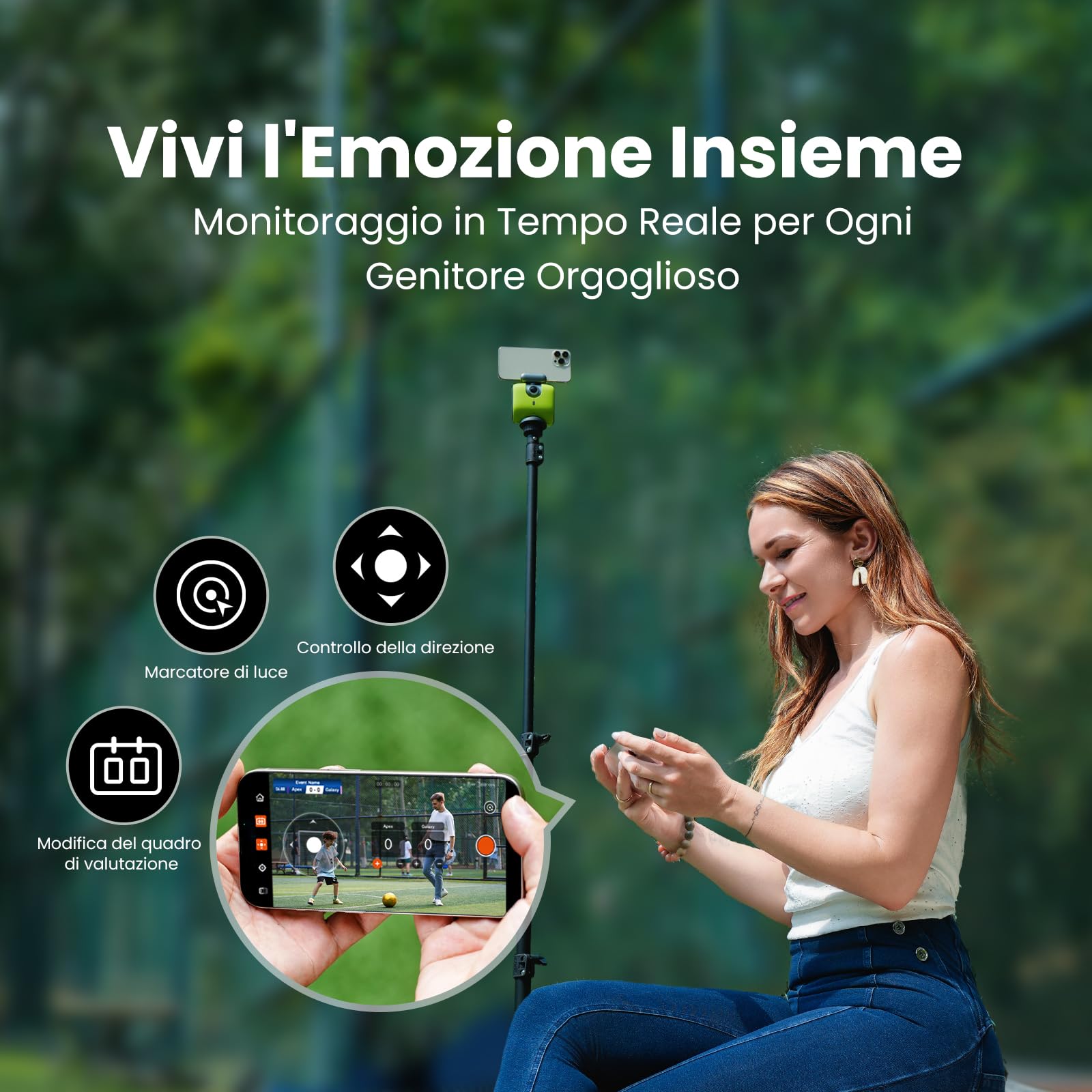 XbotGo Chameleon Action Cam 4K 60FPS - Monitoraggio Del Calcio E Registrazione Del Basket Per Gli Action Cam Per Sport Di Squadra, Live Streaming, Compatibile con iOS E Android (Grafite Lava)