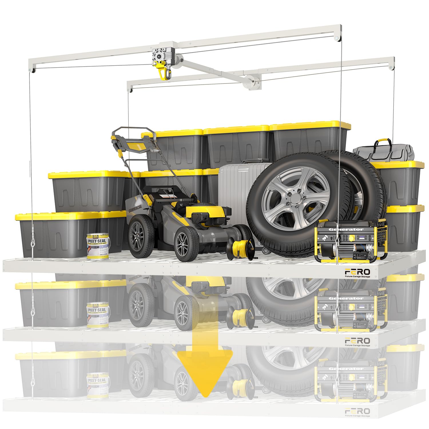 Photo 1 of FERO Garage Ceiling Storage Rack - 4x8 FT Overhead Lift System
