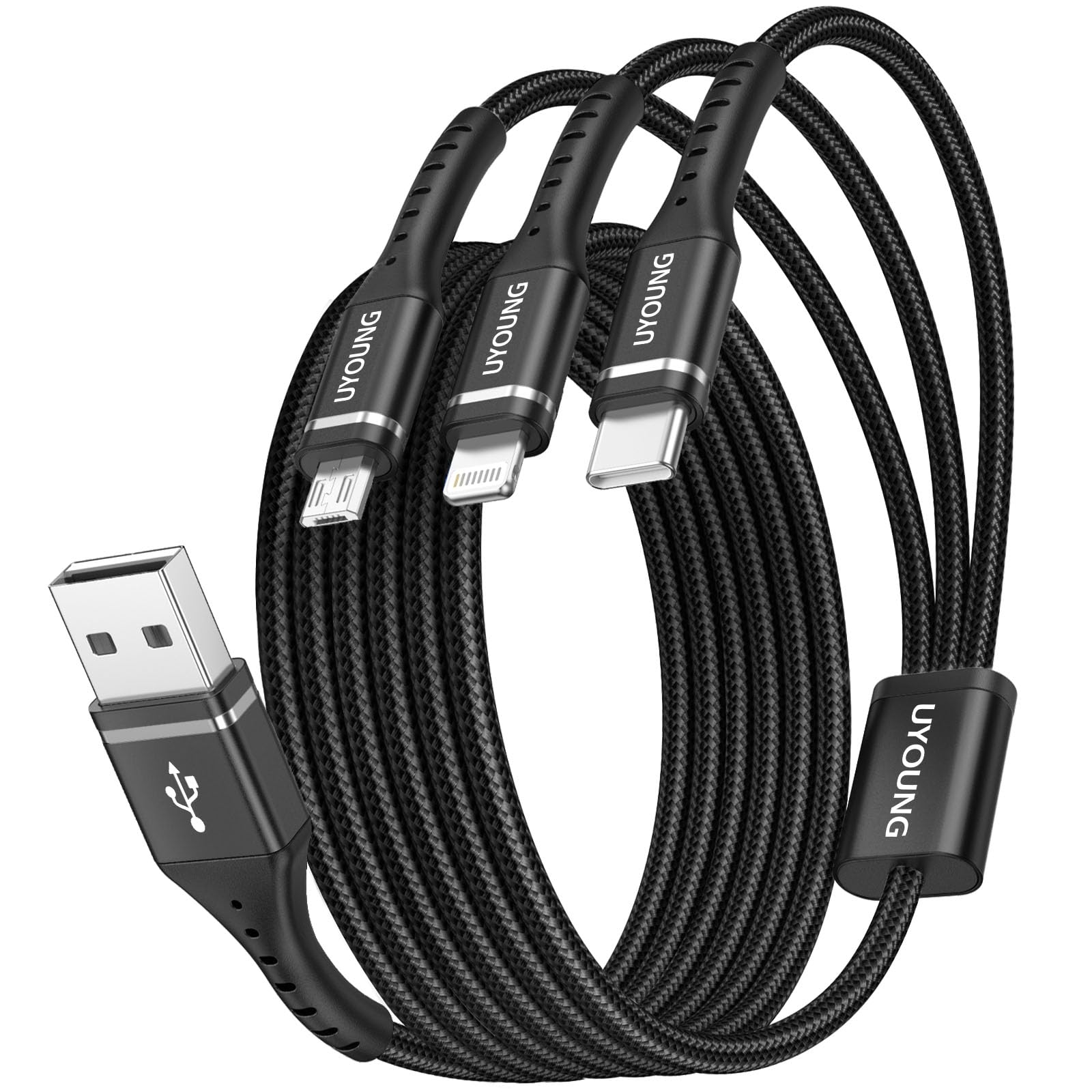 Photo 1 of 3 in 1 Charging Cord, Multi Charging Cable Long Phone Charger 10 FT, 2 Pack