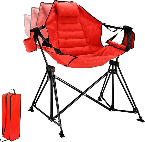 FREETOUR Hamaca - Silla de camping plegable de 350 libras, mecedoras portátiles y plegables para adultos al aire libre, campamento oscilante, con