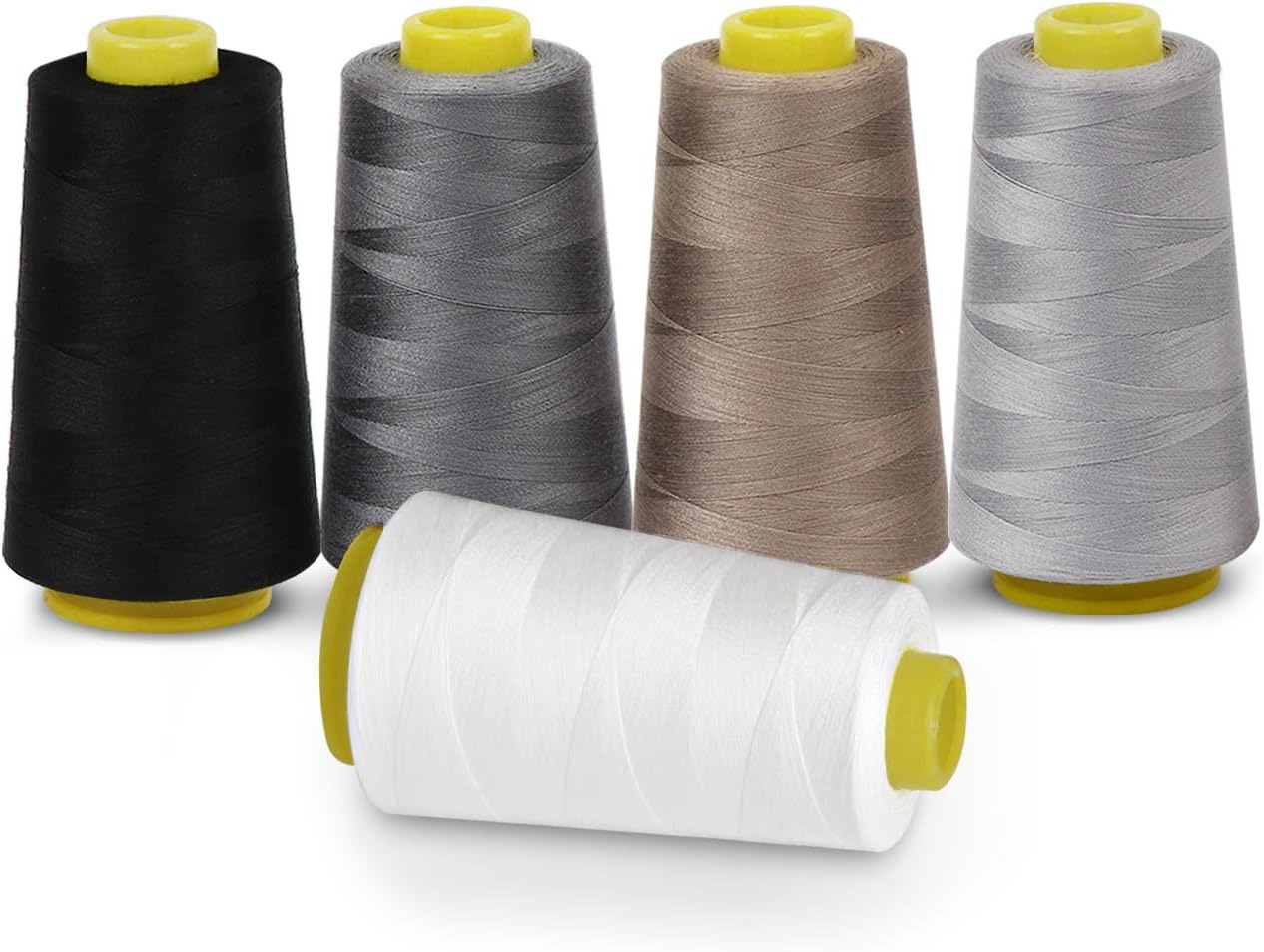 ilauke Sewing Thread 100% Polyester Spools 5 Colours 3000 Yard Spools Overlock Cone for Serger Sewing Machine