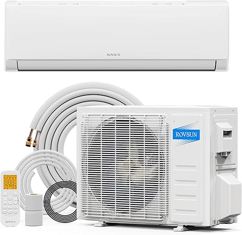 ROVSUN Mini sistema de calefacción y aire acondicionado dividido de 18000 BTU con inversor, 21 SEER2 de ahorro de energía de 230 V sin conductos con