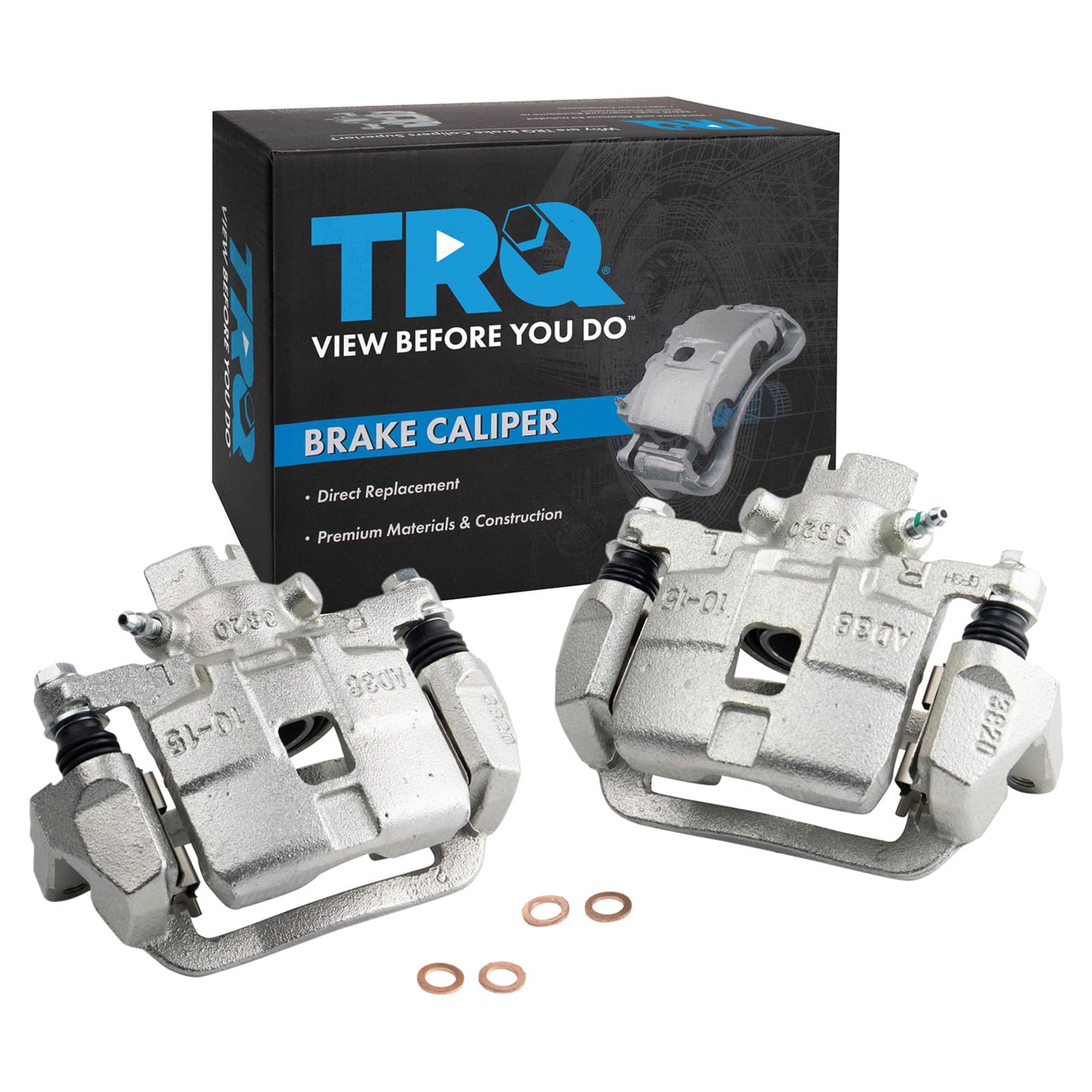 TRQ Rear Driver and Passenger Side Brake Caliper Set Caliper Brackets Hardware Compatible with 03-06 Subaru Baja 00-04 Legacy 00-04 Outback