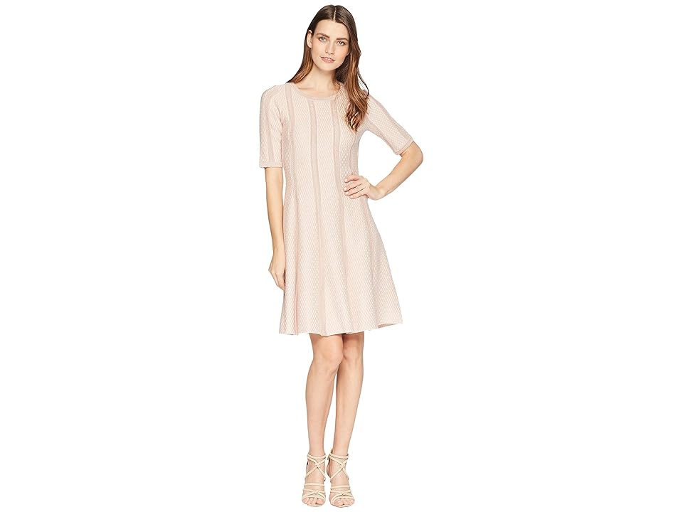 

Gabby Skye Jacquard Fit Flare Sweater Dress (Blush) Women's Dress