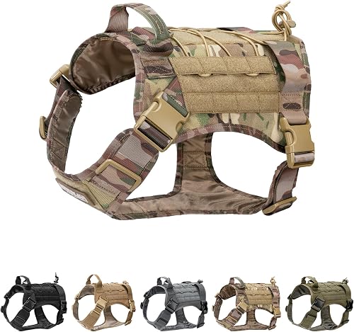 EXCELLENT ELITE SPANKER Tactical Dog Harness Military Dog Harness Working Dog Vest Molle Adjustable Training Vest Patrol K9 Harness Large with Handle(MCP-M)