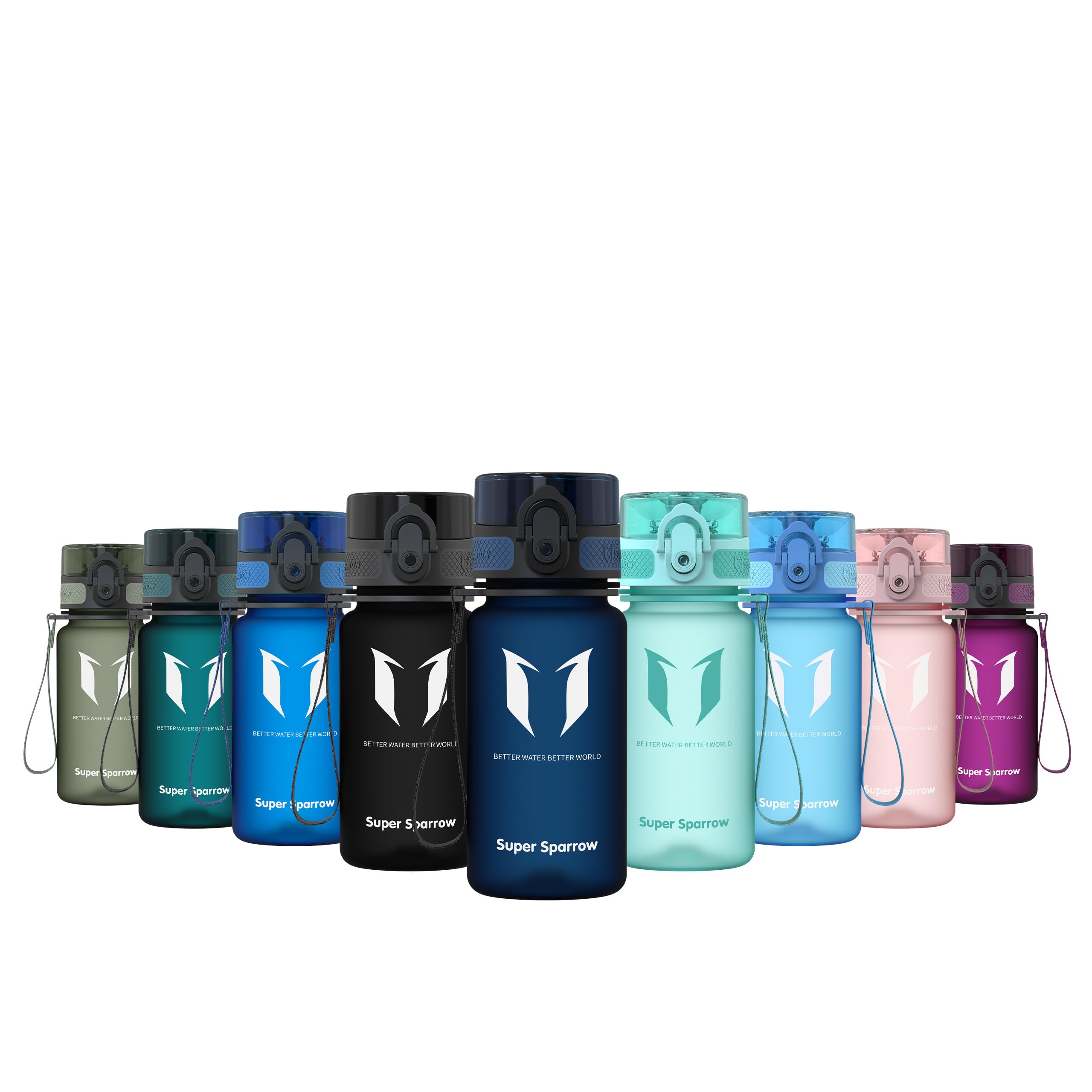 Super Sparrow Sports Water Bottle - 350ml & 500ml & 750ml & 1000ml - Non-Toxic BPA Free & Eco-Friendly Tritan Co-Polyester Plastic - For Running, Gym, Yoga, Outdoors and Camping