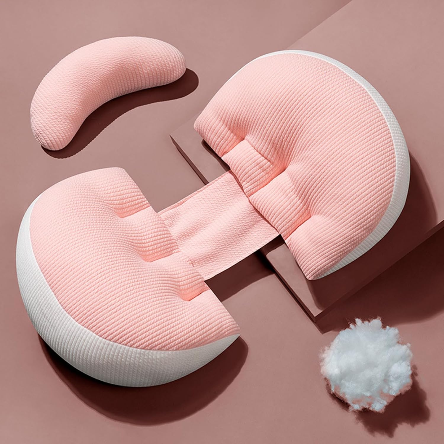 Worparsen Pregnancy Cushion Double-Sided Pillow Super Soft Wear Resistant Zipper Closure Detachable Belly Back Support for Pink