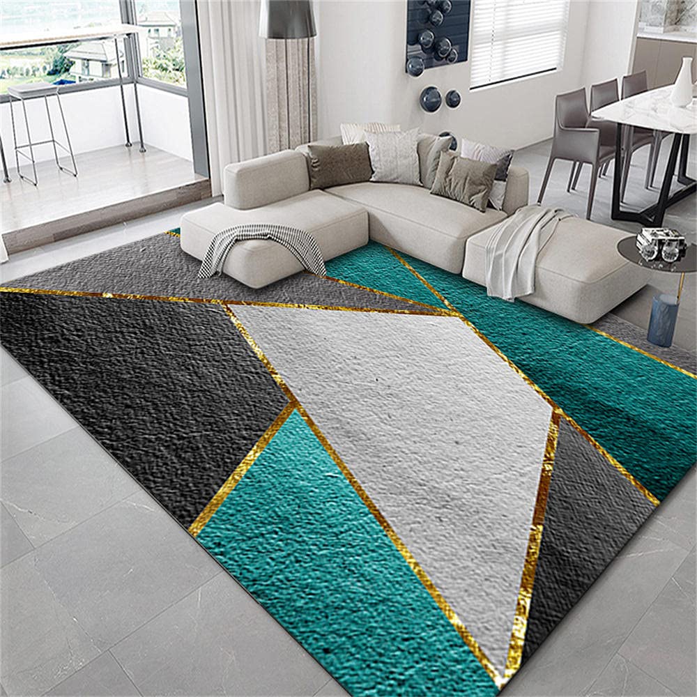 Tapis vert et noir 140x200cm carré pour la chambre d'ado garçon