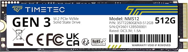 Timetec 512GB SSD NVMe PCIe Gen3x4 8Gb/s M.2 2280 3D NAND High Performance SLC Cache Read/Write Speed Up to 2,000/1,600 MB/s Internal Solid State Drive for PC Laptop and Desktop (512GB)
