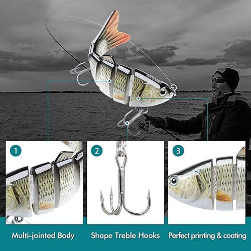 Miniatura 3 de TRUSCEND Swimmax - Señuelos de pesca realistas para agua salada y agua dulce, para trucha lucioperca, lucio, salmón azul, cebo, pesca de lubina,