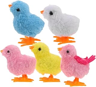 5pcs Wind Up Chicken Plush Chick Jumping Interactive Play Party Favors Classroom Prizes Cute Walking Plush for Developmental Fun