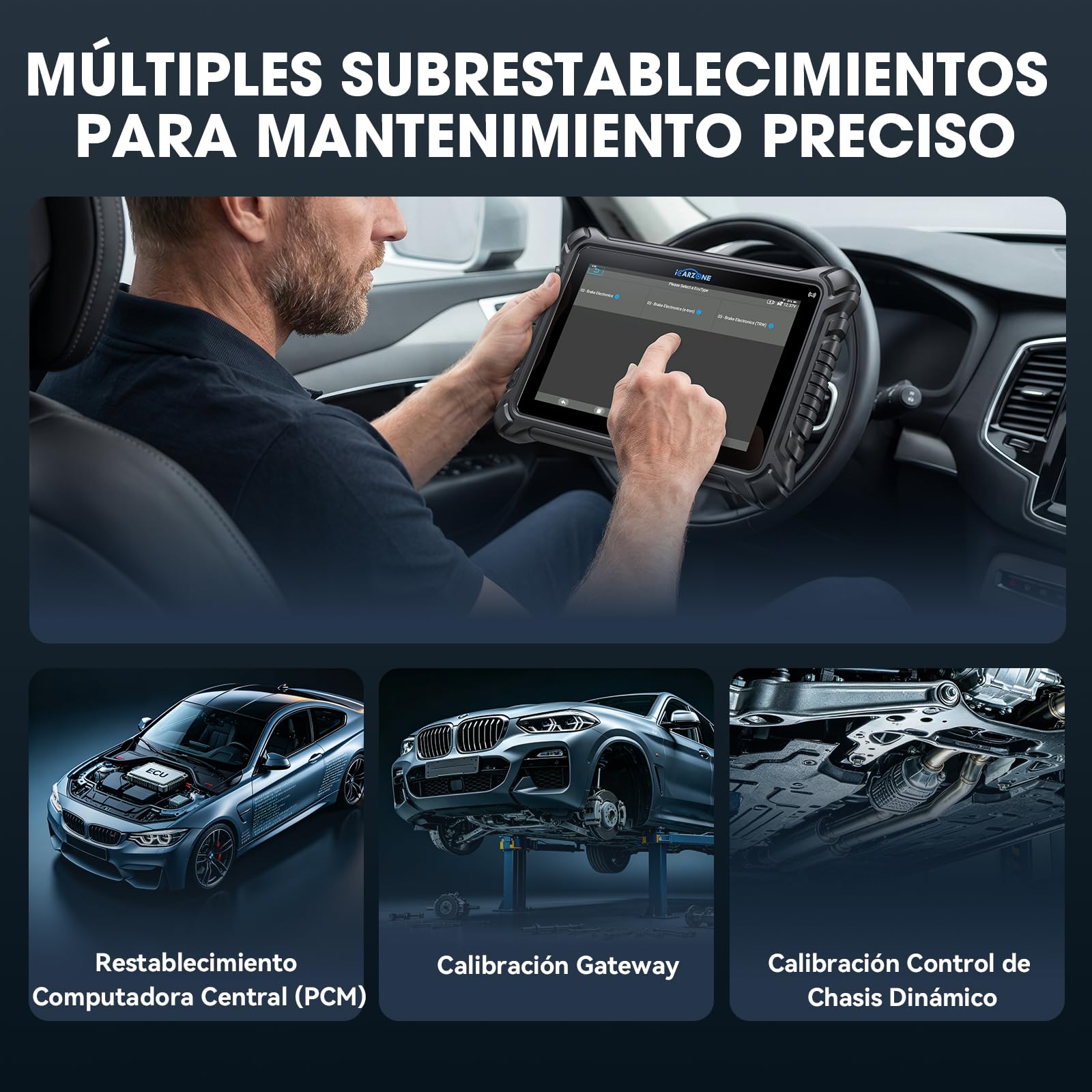 JU2000 Máquina Diagnosis Coche, Escáner de Todos los Sistemas con Bluetooth, 50 Servicios, Codificación ECU, Prueba Activación, Auto Vin, CANFD, DoIP, Programación TPMS, Actualización WiFi