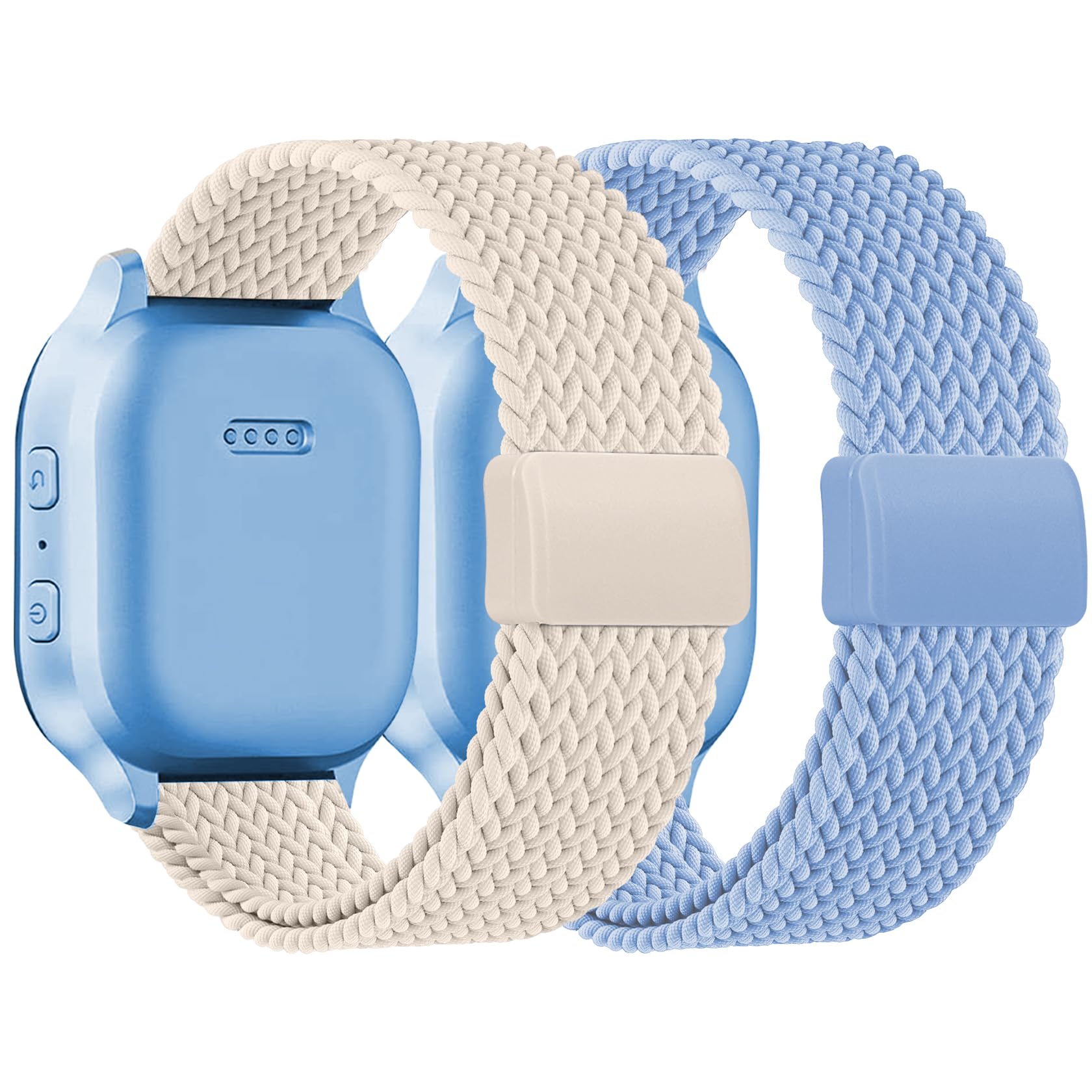 Magnetic Braided Band Compatible with Cosmo JrTrack 5/4/3/2 SE/2/JrTrack &amp; Gizmo Adventrue 3 3 2 1/Gabb 3e 3 2 1/SyncUP Watch 2 1, 2 Pack Soft Breathable Strap Easy Buckle for Small Wrist