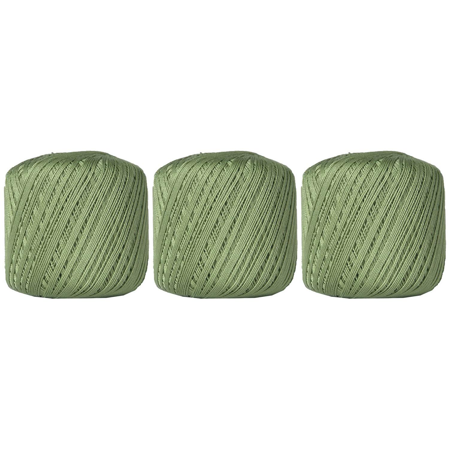 ThreadArt 100% Cotton Crochet Thread Size 10, 3 Ball Pack, Avocado 10