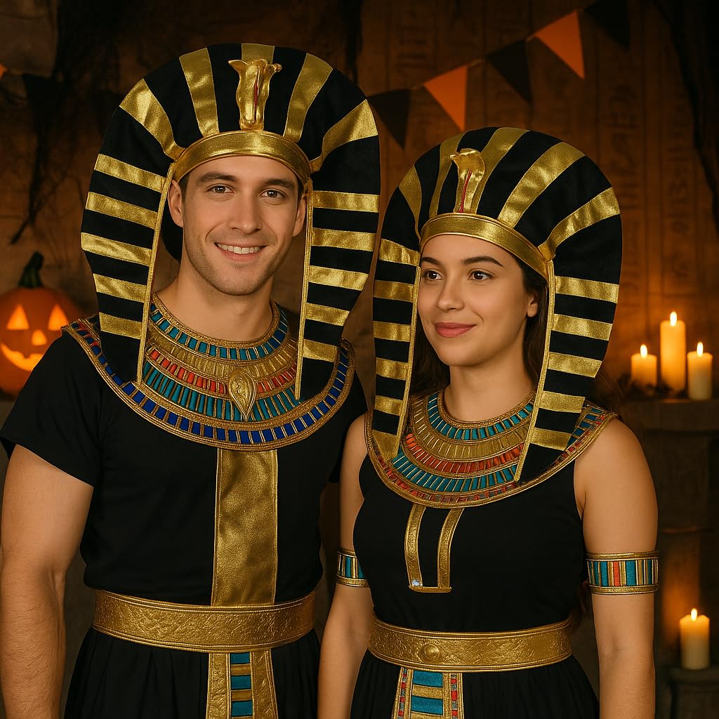 JIAHG Halloween Gold Egyptian Pharaoh Hat Pharaoh Style Headpiece King TUT Costume Hat Headwear King Pharaoh Cosplay Headress Accessory for Men Adult - Image 4