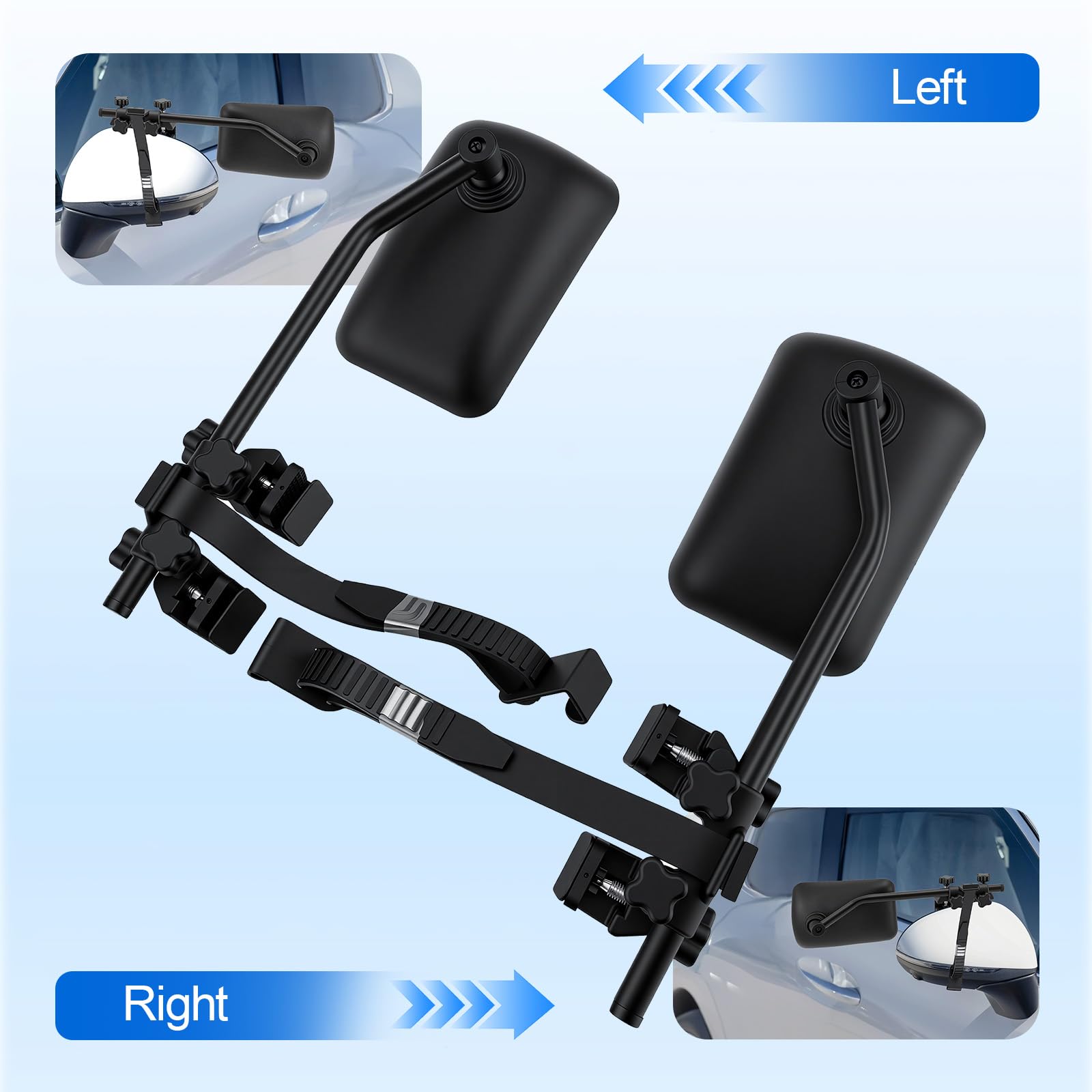 Espejo de caravana para coche, 2 unidades, con pinzas, giratorio 360 ° y plegable, estable y resistente a la lluvia, espejos para remolques para caravanas, caravanas