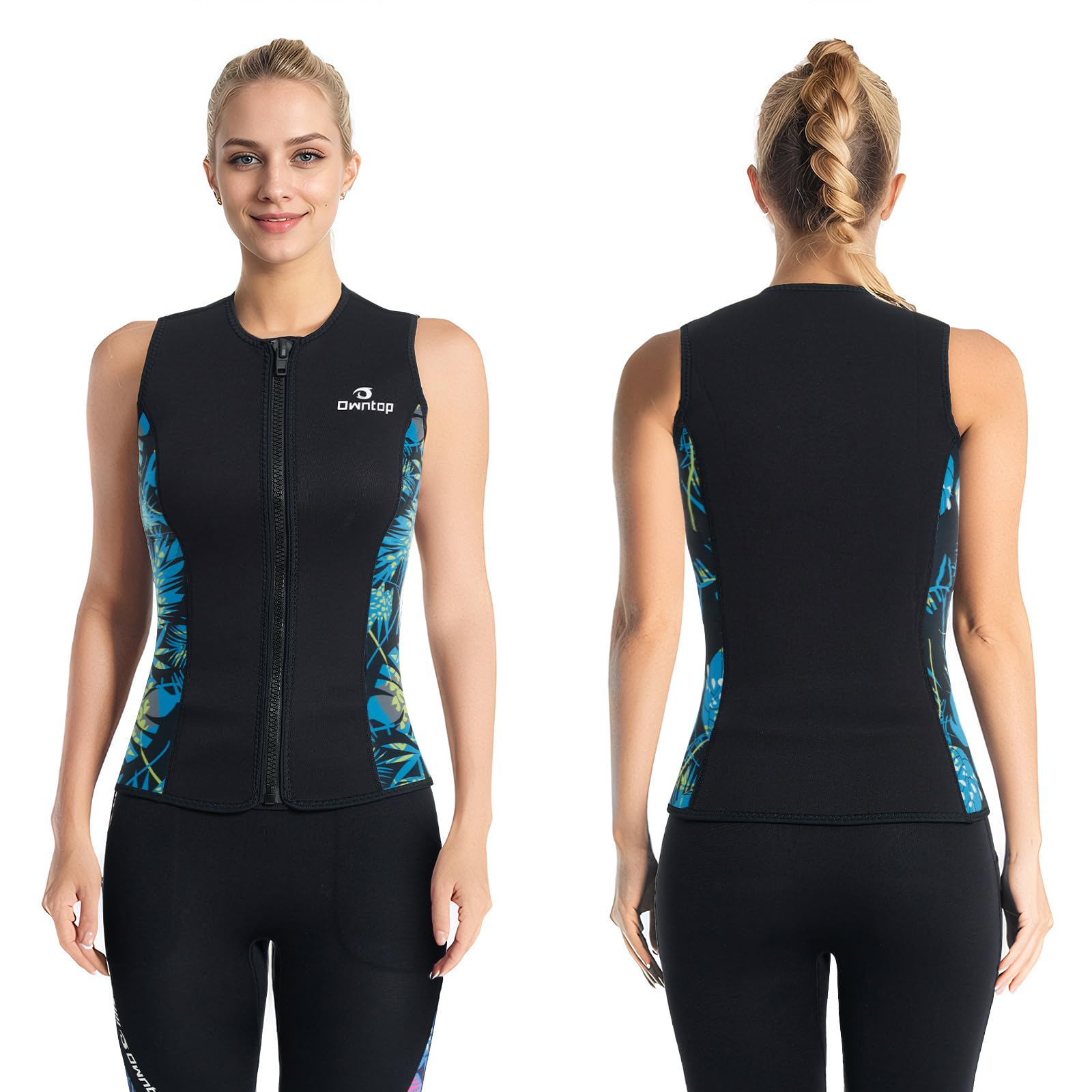 Owntop Ärmellose Neoprenanzug Oberteil Damen | 3mm Thermische Neoprenweste | Neoprenanzug Jacke | Warm Bequem | Surfen Schnorcheln Schwimmen Tauche