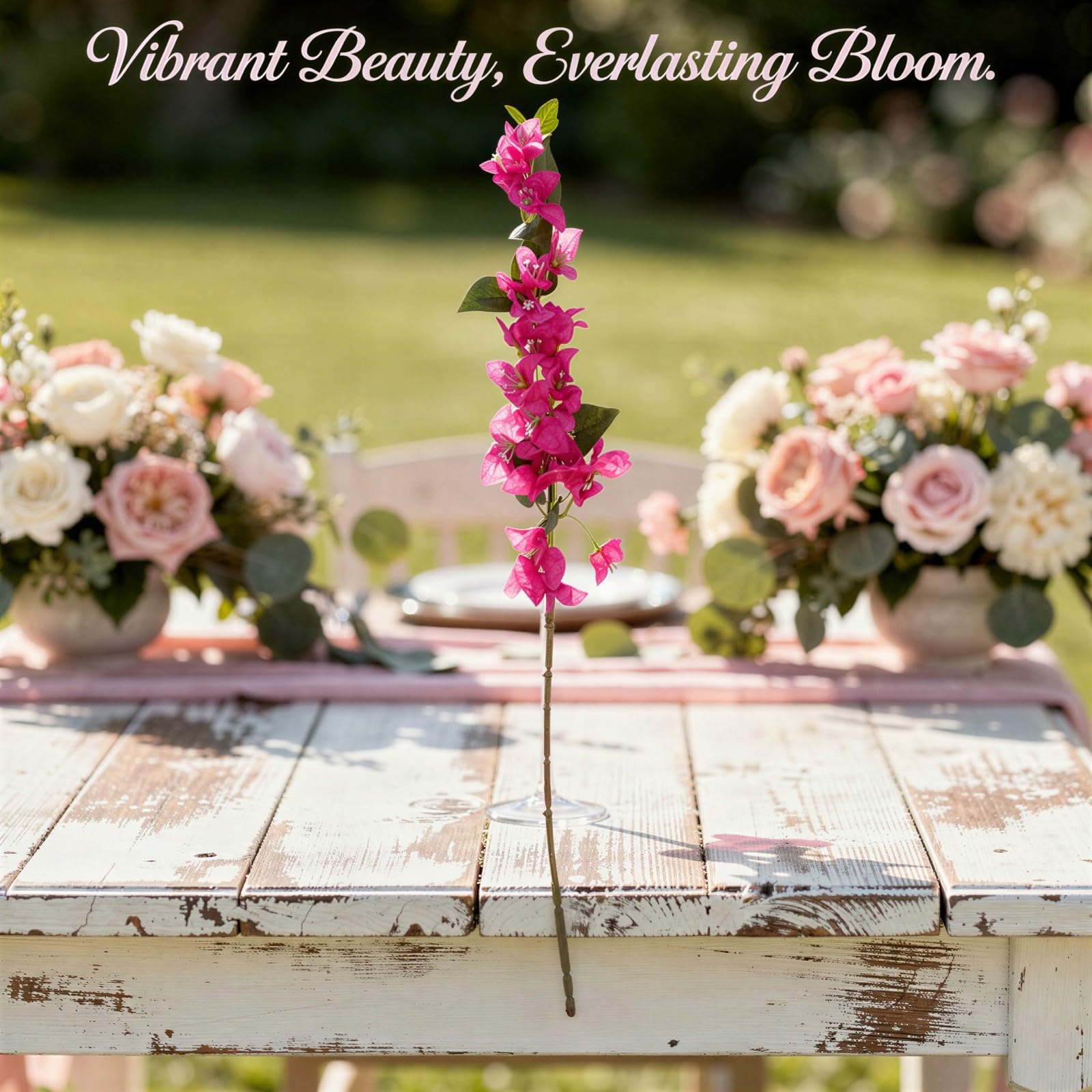 12 STK. 80 cm Bougainvillea-Kunstblumen, Seidenzweige mit grünen Blättern, realistische lila Hänge­ranken für Hochzeitsdeko, Heim, Garten, Hintergrundwand und Raumdeko