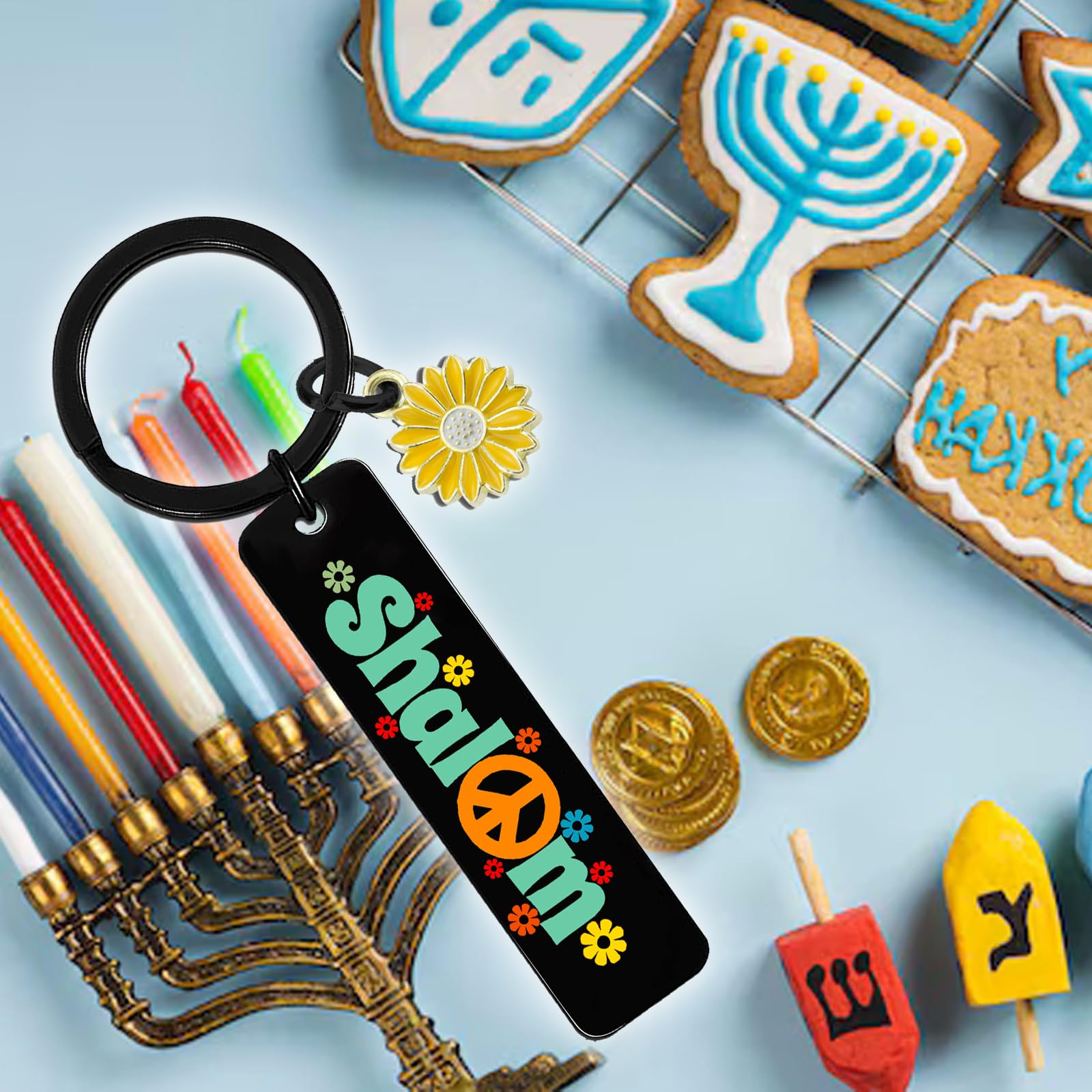 Jewish Gifts For Women Men Home Rosh Hashanah jewish Gifts Rosh Hashanah Keychain Shalom Keychain Hanukkah Kids for Adults Art Peace Sign Decor Jusaica Keyring Chanukah Gift for Women