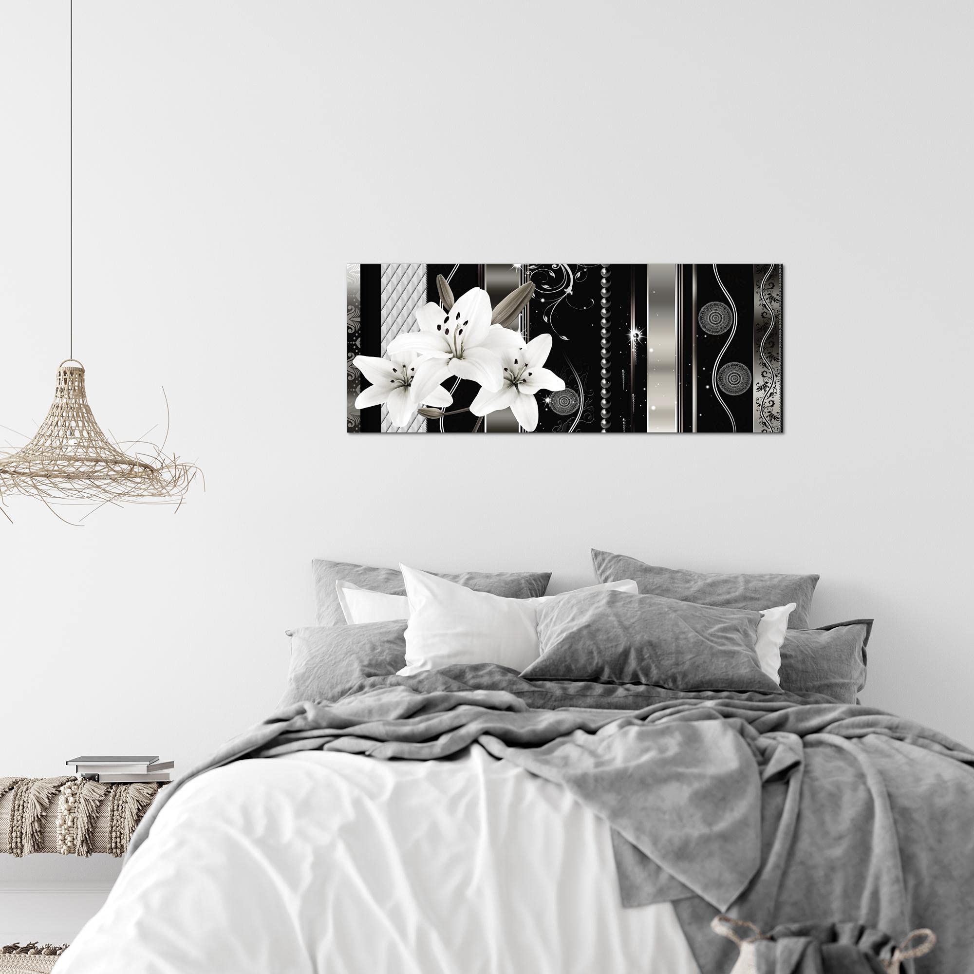 Tableau Abstrait RUNA ART - Toile Non Tissée 110g/m² - Déco Murale Moderne Gris Orange Noir