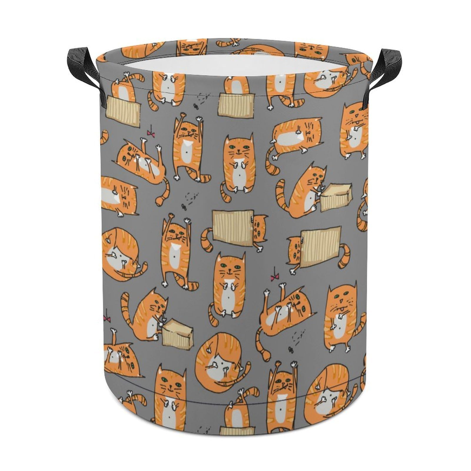 MHYRAC Laundry Hamper, Orange Cats Laundry Basket, Washing Basket with Handle