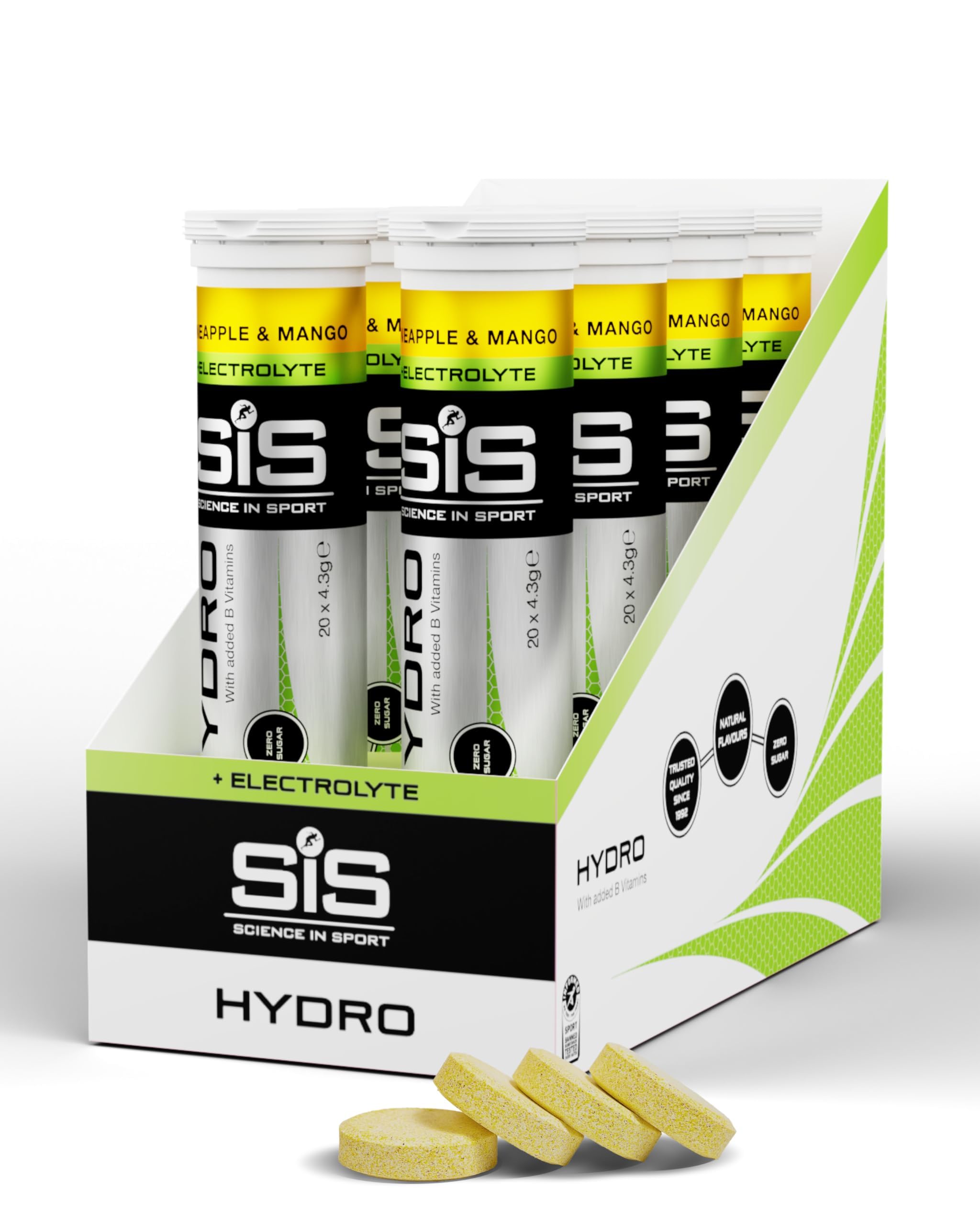 Science In Sport Hydro Electrolyte Tablets | Sugar Free Hydration Tablets | Essential Electrolytes to Reduce Fatigue & Aid Rehydration | Gluten Free | Pineapple & Mango | 160 Servings | 8 Pack