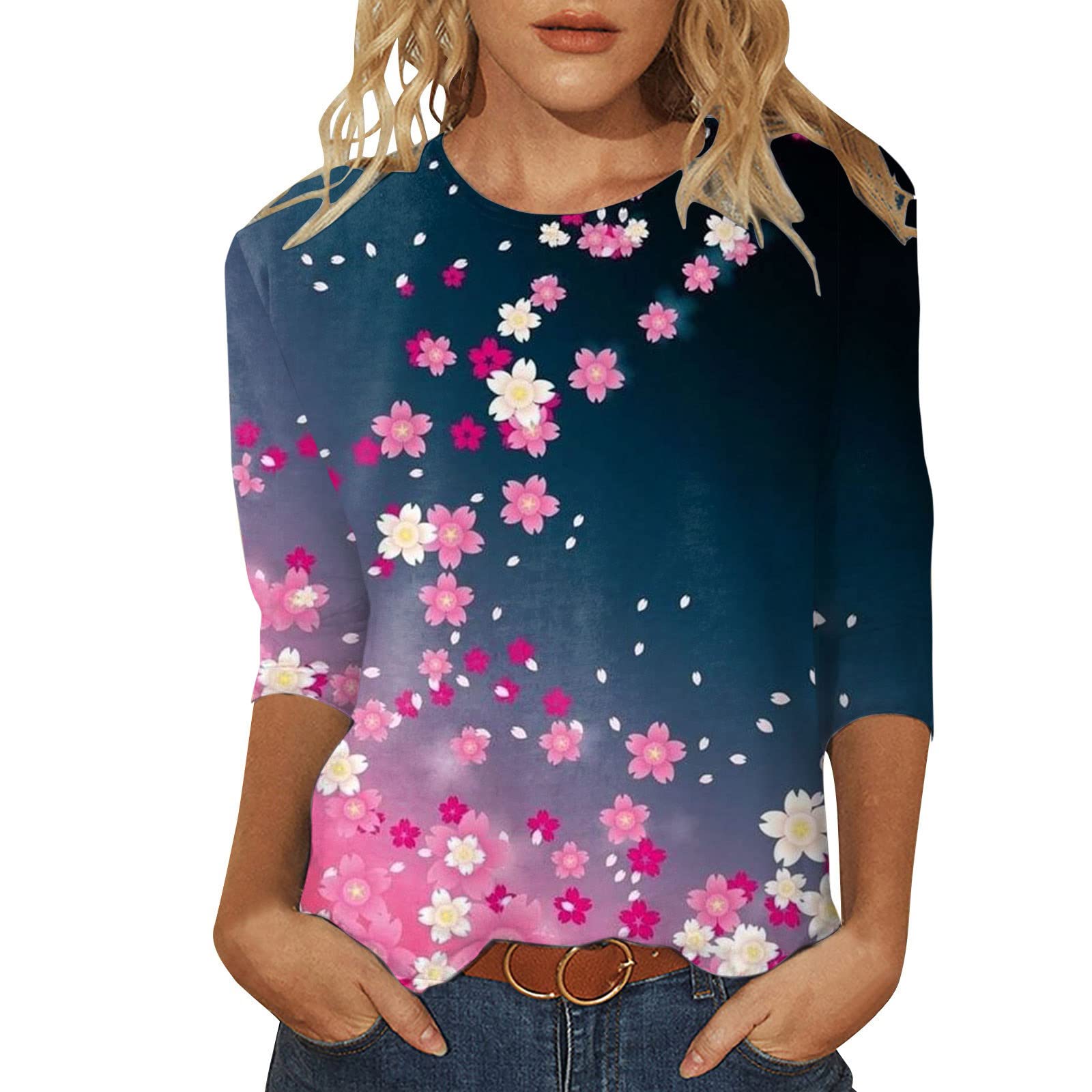 HUCHPITank Top for Women Women Independence Day Blouse Basic Top Blouse Womens Running Tops