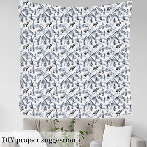 Miniatura 3 de Tela de ciervo por The Yard, Tela de tapicería Bear Wolf, Eagle Woodland Wild Animals Quilting Fabric by The Yard, Tela decorativa de acuarela, tela