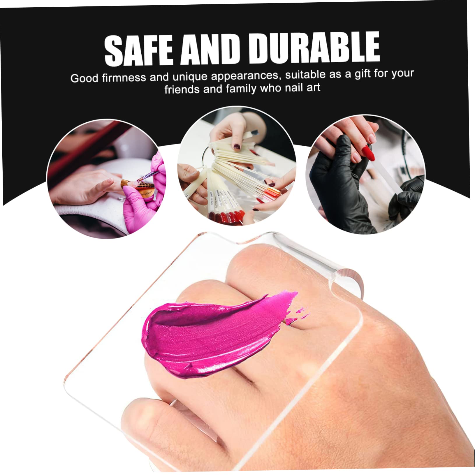 2Pcs Manicure Mixing Trays Transparent Handheld Palette for DIY Nail Art Cosmetic Blending and Foundation Mixing for Display and Photography