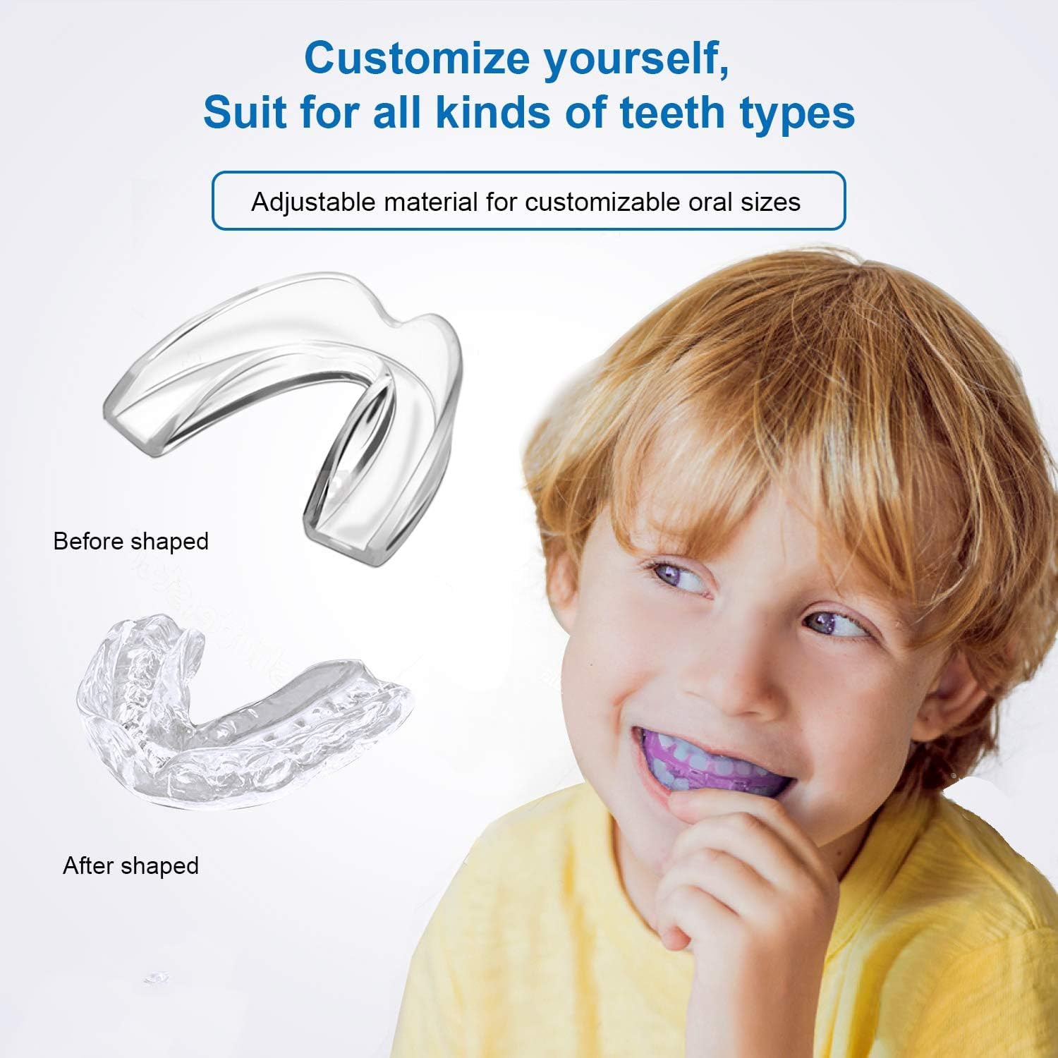 4 Pack Kids Mouth Guard for Grinding Teeth & Clenching, Eliminates TMJ, Stops Bruxism, Athletic Night & Sport Guard (Kid Size)