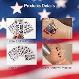 ErkangNest 4th of July Tattoos 10 Sheets – Remove with oil or alcohol wipes
