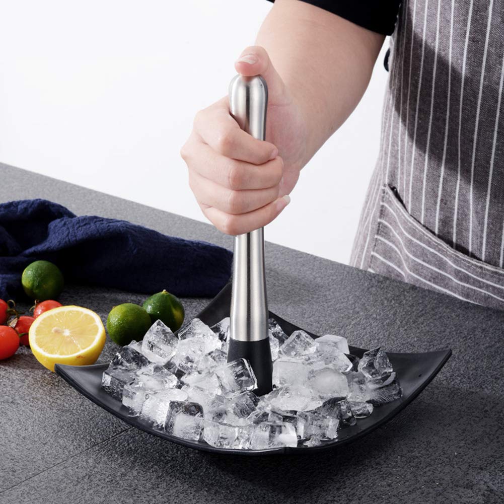 Gavigain Stainless Steel Ice Crushing Rod, Food Wine Mixing Bar Stick Muddler for Home Bar Use Cocktail Beverage
