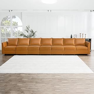 Naomi Home Elizabeth Convertible U Shaped Modular Sectional Modular Couch with Chaise Oversized Sofa Sleeper Couch for Large Living Room –-7-Seater L Shaped sectional Sofa - Caramel