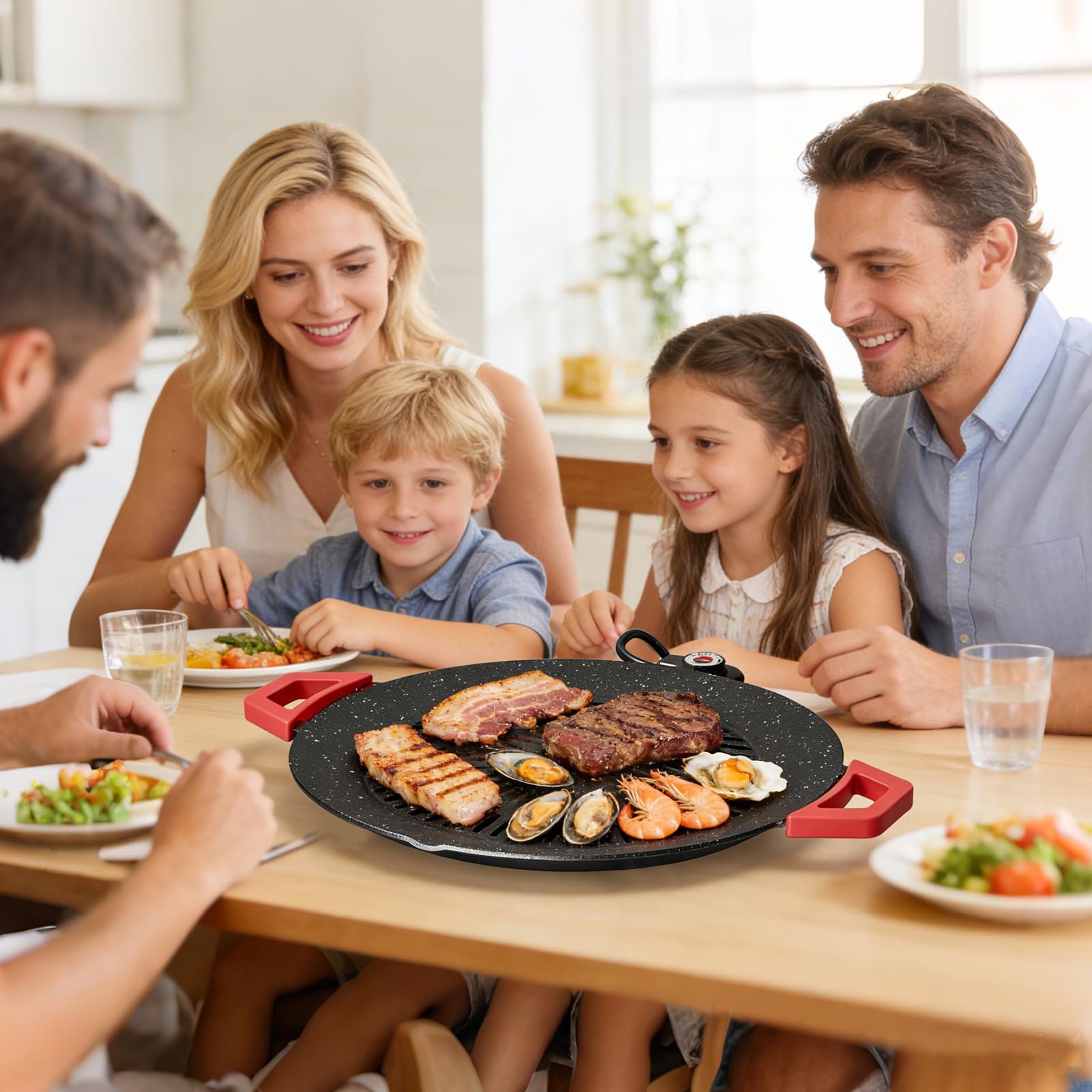 Grill Elettrico da Interno Piastra Portatile Antiaderente