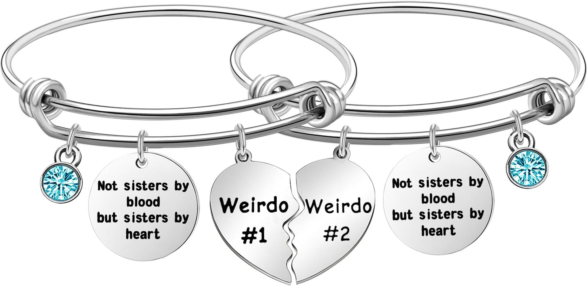 Best Friends Gift For Women,2pcs Silver Dangle Bangle "Not Sisters By Blood But Sister By Heart" Reminder Jewelry For Friends Sisters Coworker Colleague Birthday Christmas Graduation Wedding