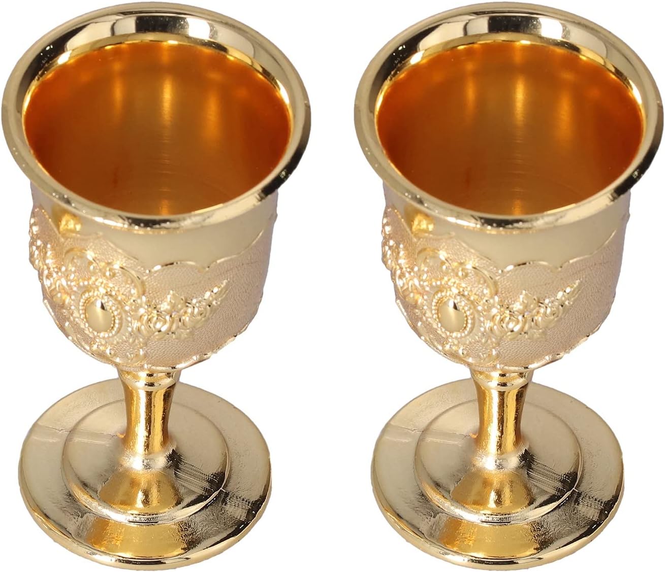 Vintage Chalice Goblet, Chalice Gold Goblet Vintage Metal Shot Glasses Retro Tiny Embossed Wine Cup Wine Liqueur Cup Church Cup Holy Altar Goblet Wine Glasses for Home Bar Wedding