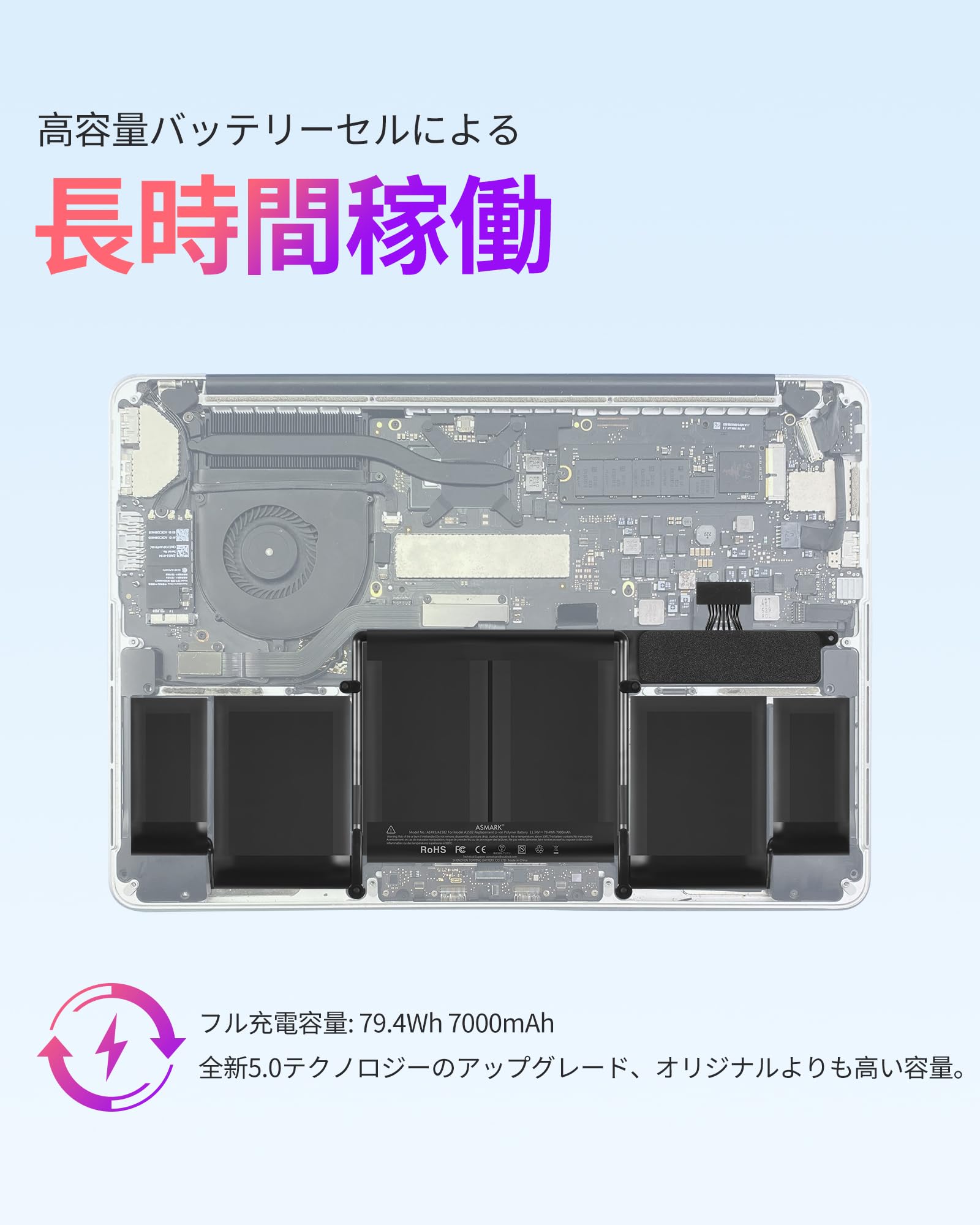 Amazon.co.jp: ASMARK 交換用バッテリー MacBook Pro A1502 Retina 13