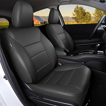 HKZ Custom Fit HRV Seat Covers for Honda HR-V EX, EX-L 2016-2018 & LX 2016-2022 - 5-Seats Leather Full Set,Black